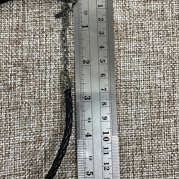 Rose Quartz Braided Black Leather Sterling Silver Adjustable Choker Necklace - Picture 10 of 11